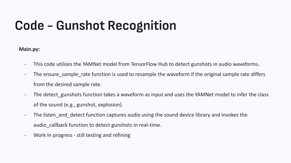 Gunshot Recognition Algorithm